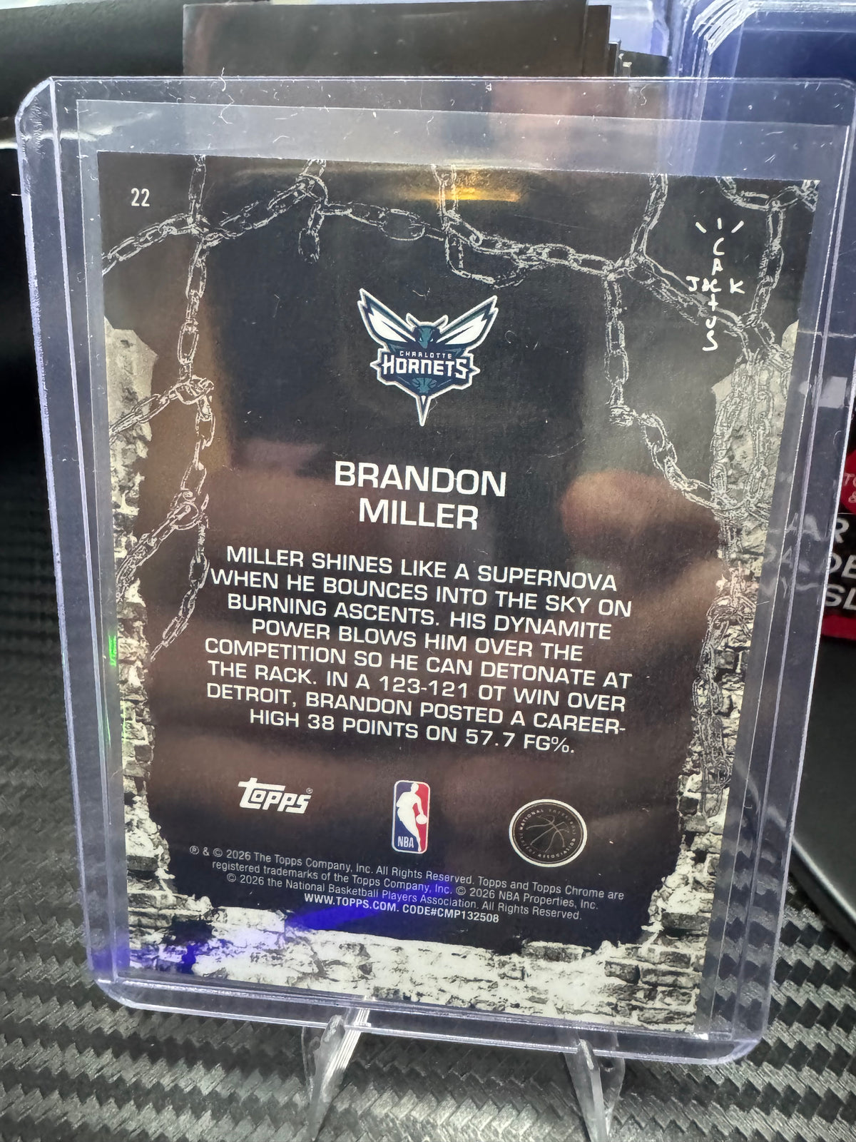 2025-26 Topps Chrome Cactus Jack – Brandon Miller #22 – Red Mini-Diamond Refractor – 2/5