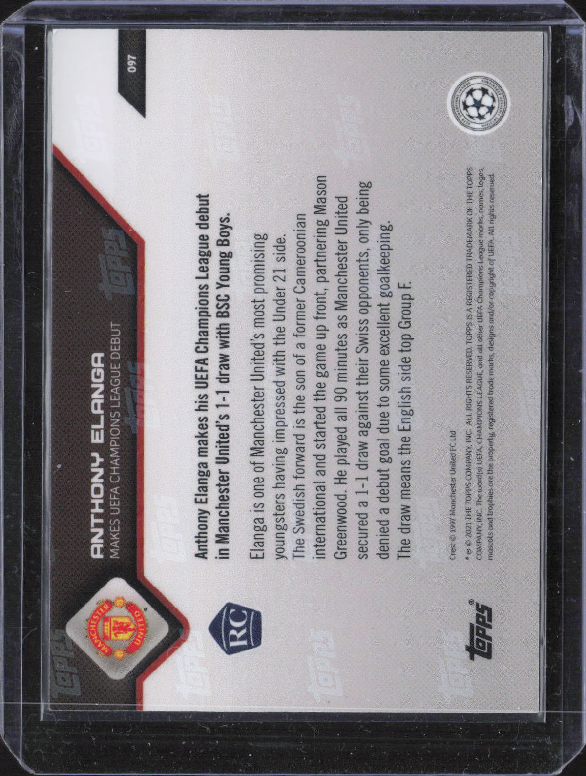 Anthony Elanga Base Topps Chrome UEFA Champions League 140 NM
