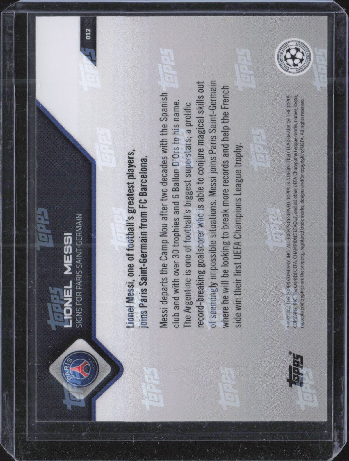 Lionel Messi Base Topps Now UEFA Champions League 012 NM