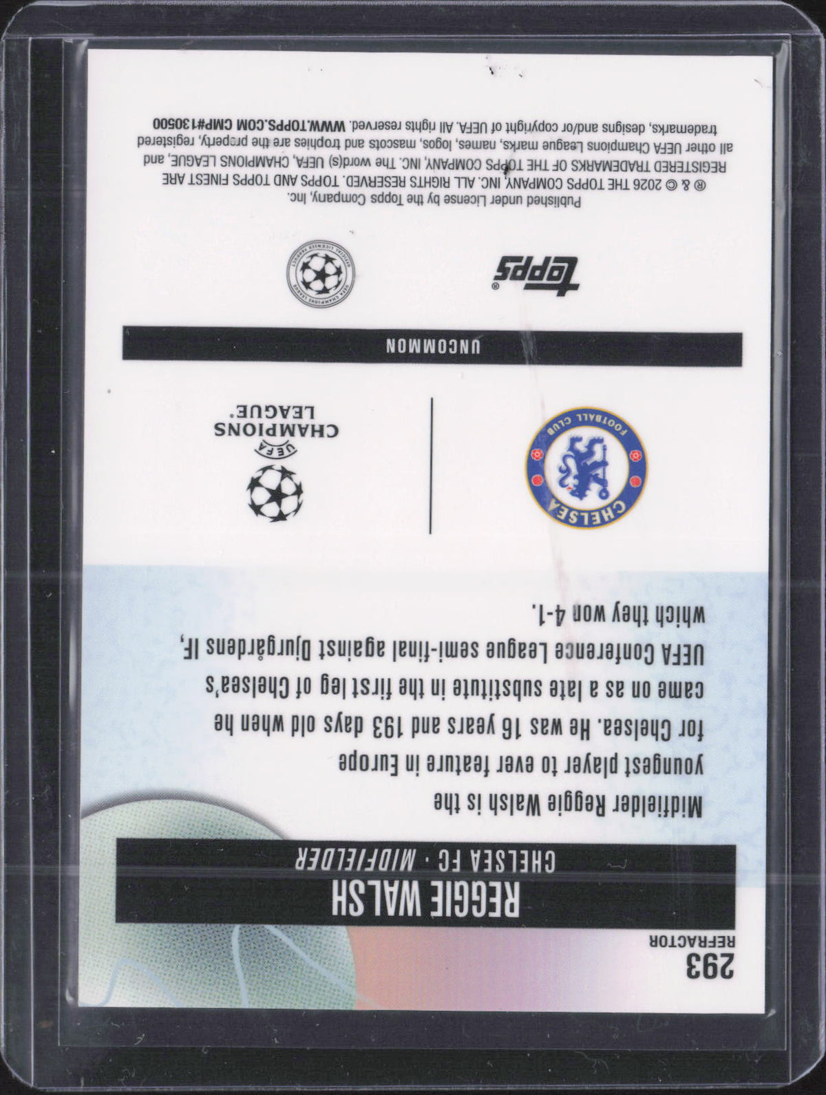 Reggie Walsh Base Finest UEFA Club Competitions 75 NM