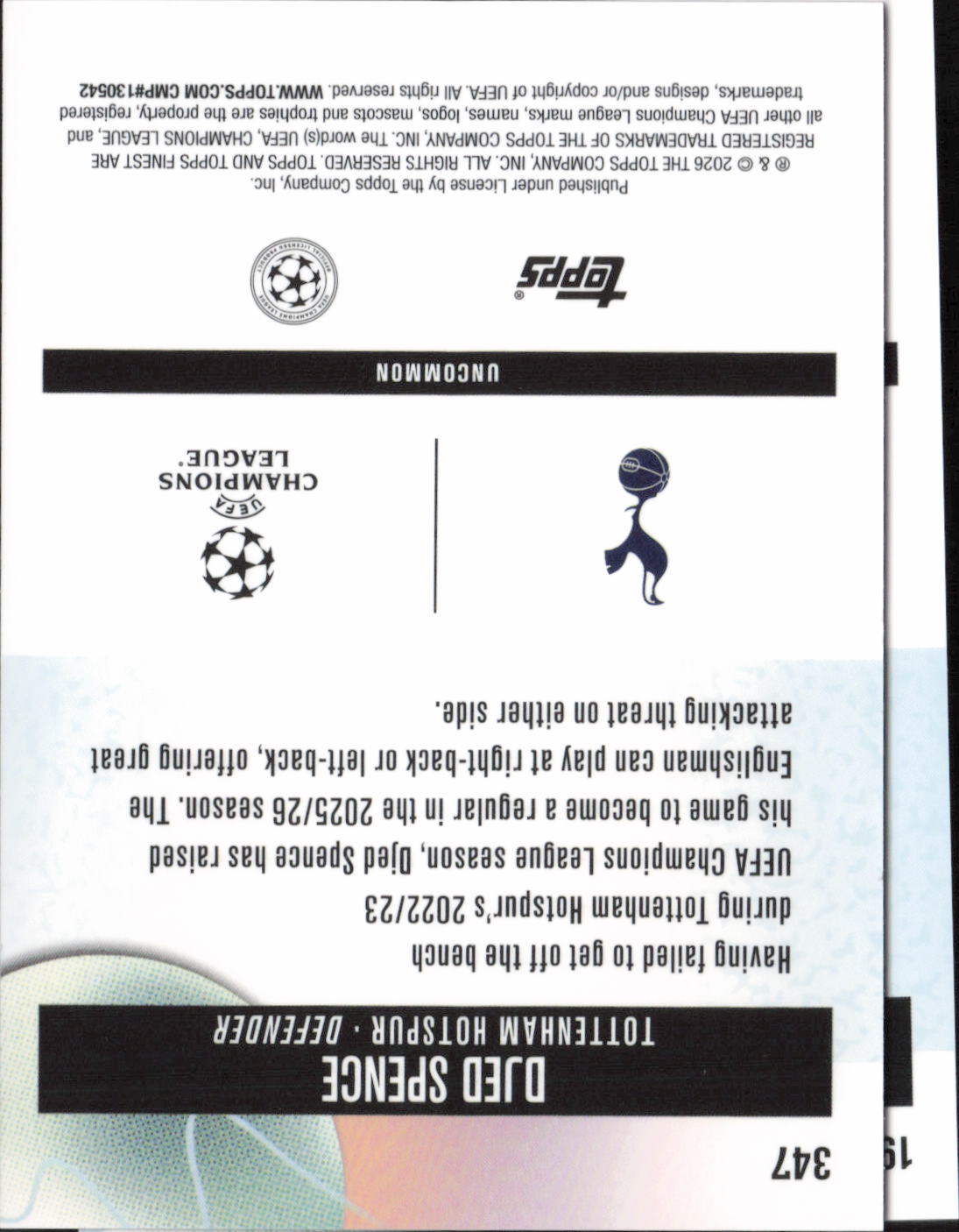 Micky van de Ven Base Topps Match Attax UEFA Club Competitions 3 NM