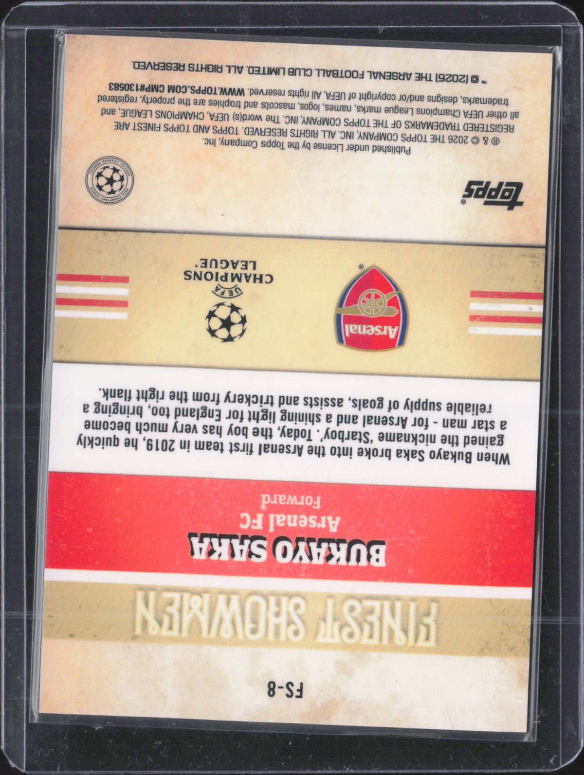 Bukayo Saka Finest Showmen Finest UEFA Club Competitions - Finest Showmen NM