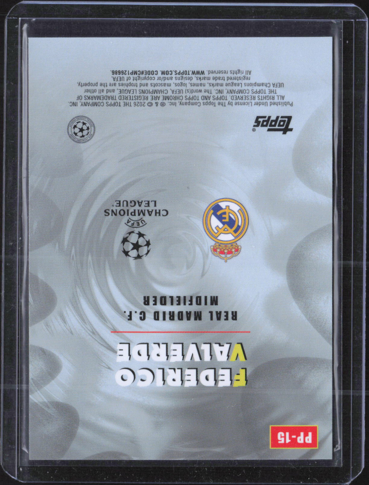 Federico Valverde Power Players Topps Chrome UEFA Club Competitions - NM