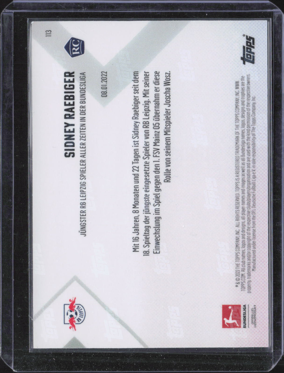 Sidney Raebiger Base Topps Now Bundesliga German 113 NM