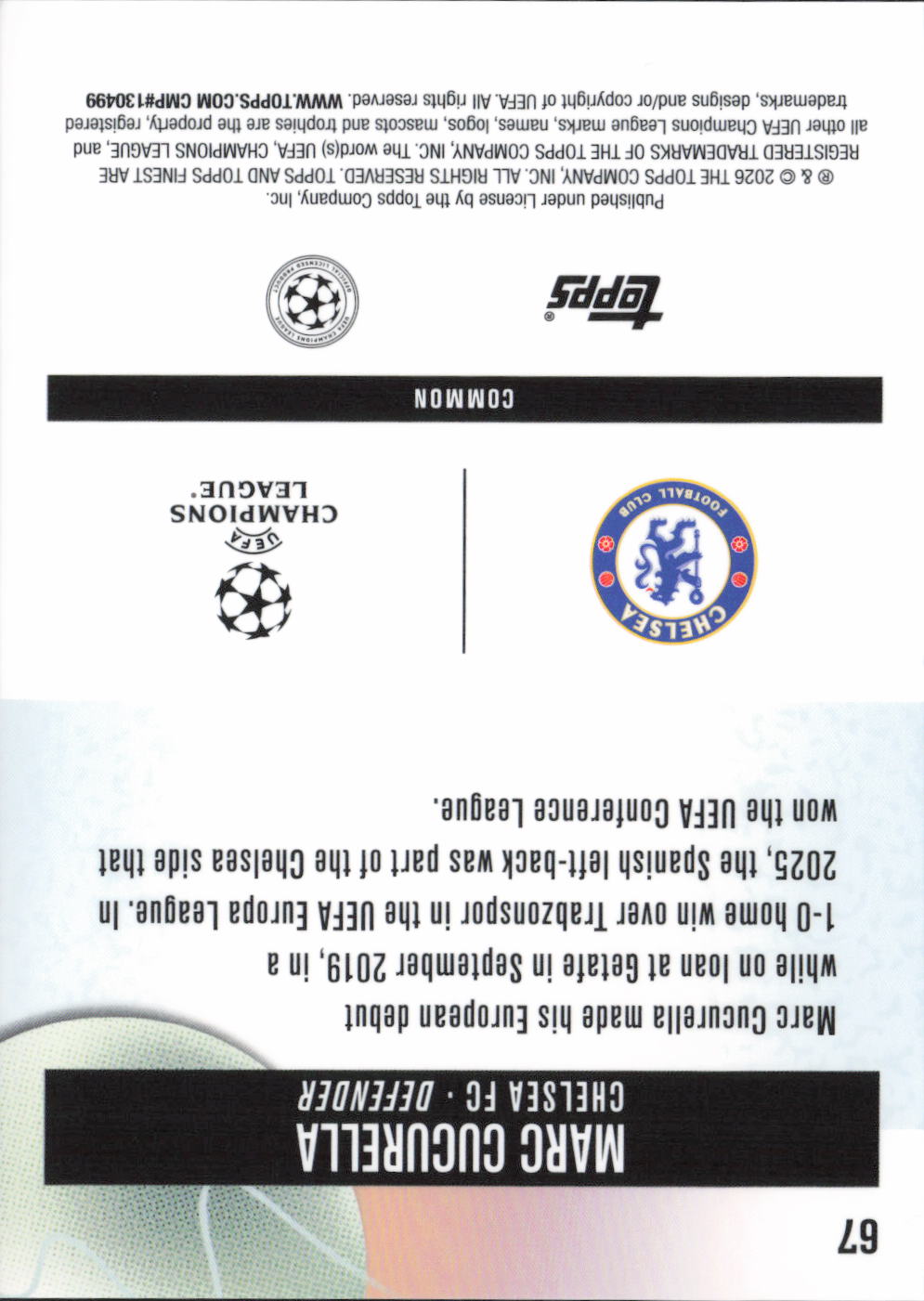 Marc Cucurella Base Topps Summer Signings UEFA Club Competitions NNO NM