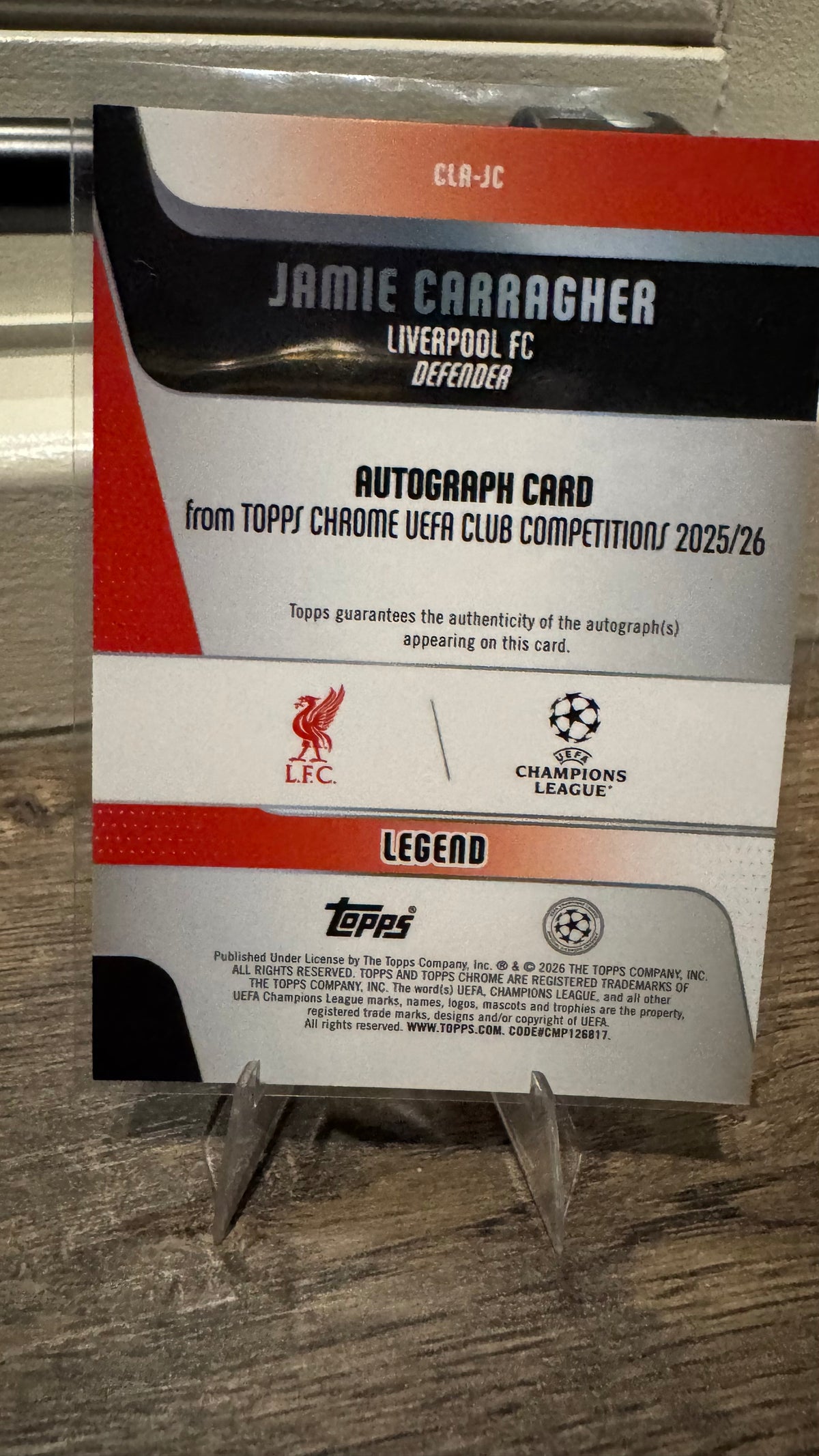 Jamie Carragher Auto /150 – Topps Chrome UEFA 2025/26