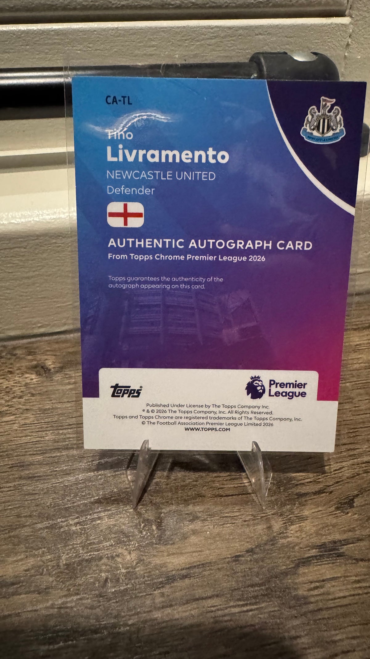Tino Livramento Auto /199 – 2026 Topps Chrome Premier League