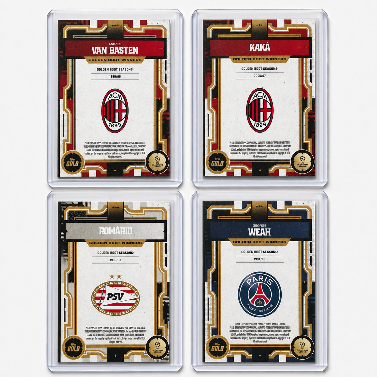 2025/26 Topps Gold UEFA – Golden Boot Winners Legends Set | Van Basten, Kaká, Romário & Weah