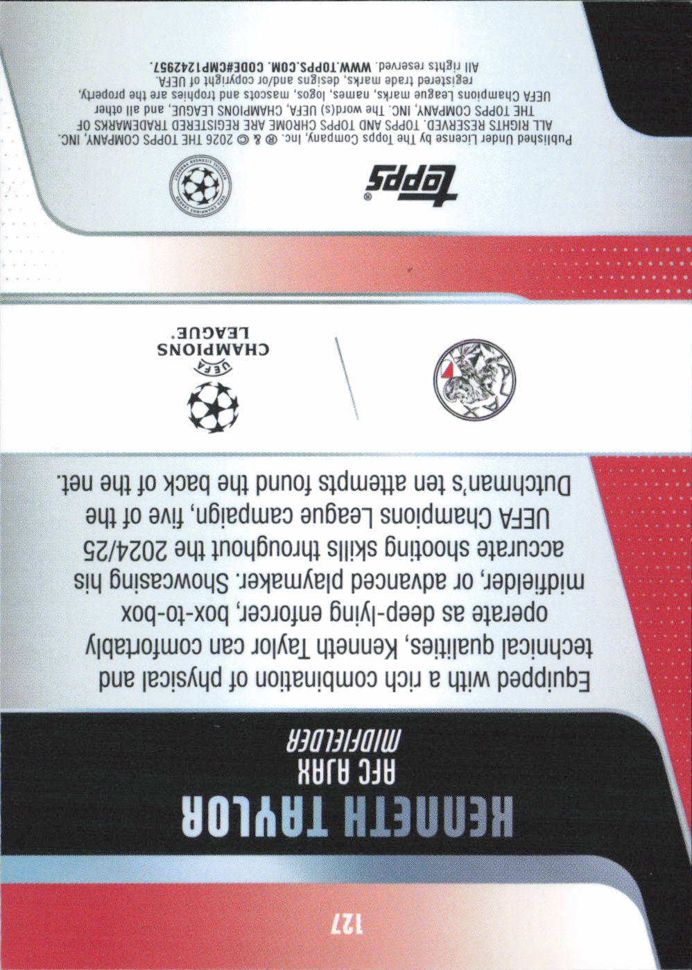 Kenneth Taylor Base Topps UEFA Club Competitions 127 NM