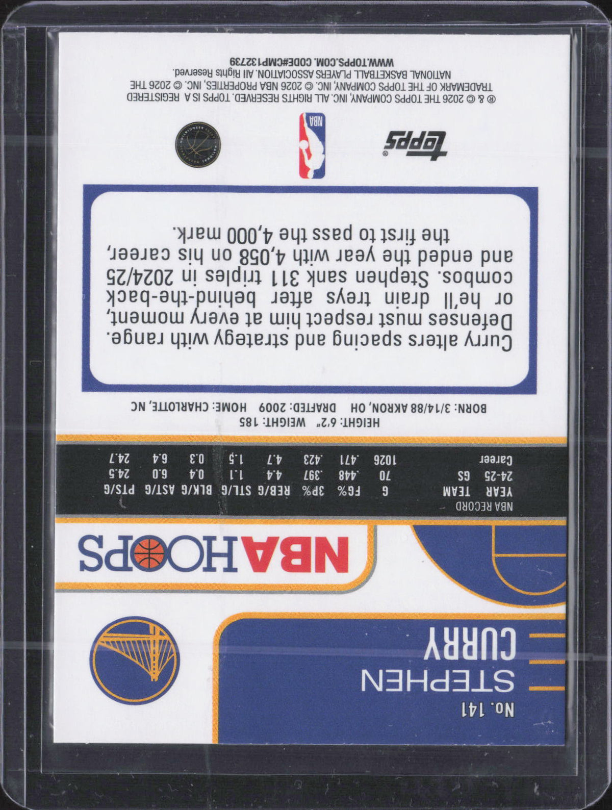 Stephen Curry Topps NBAHoops - NM