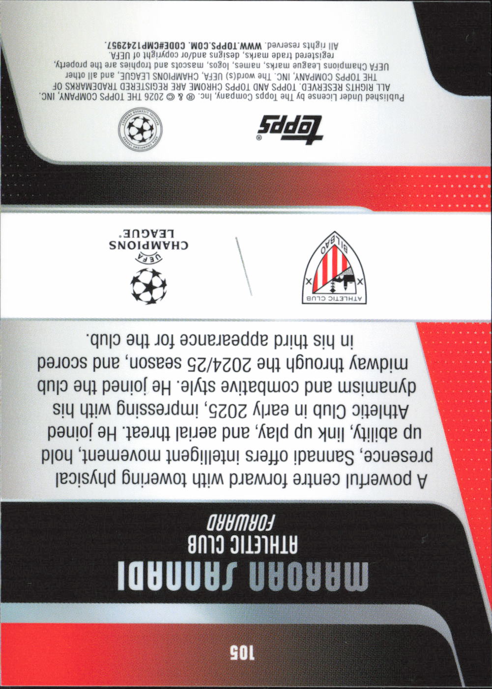 Maroan Sannadi Base Topps Chrome UEFA Club Competitions 105 NM