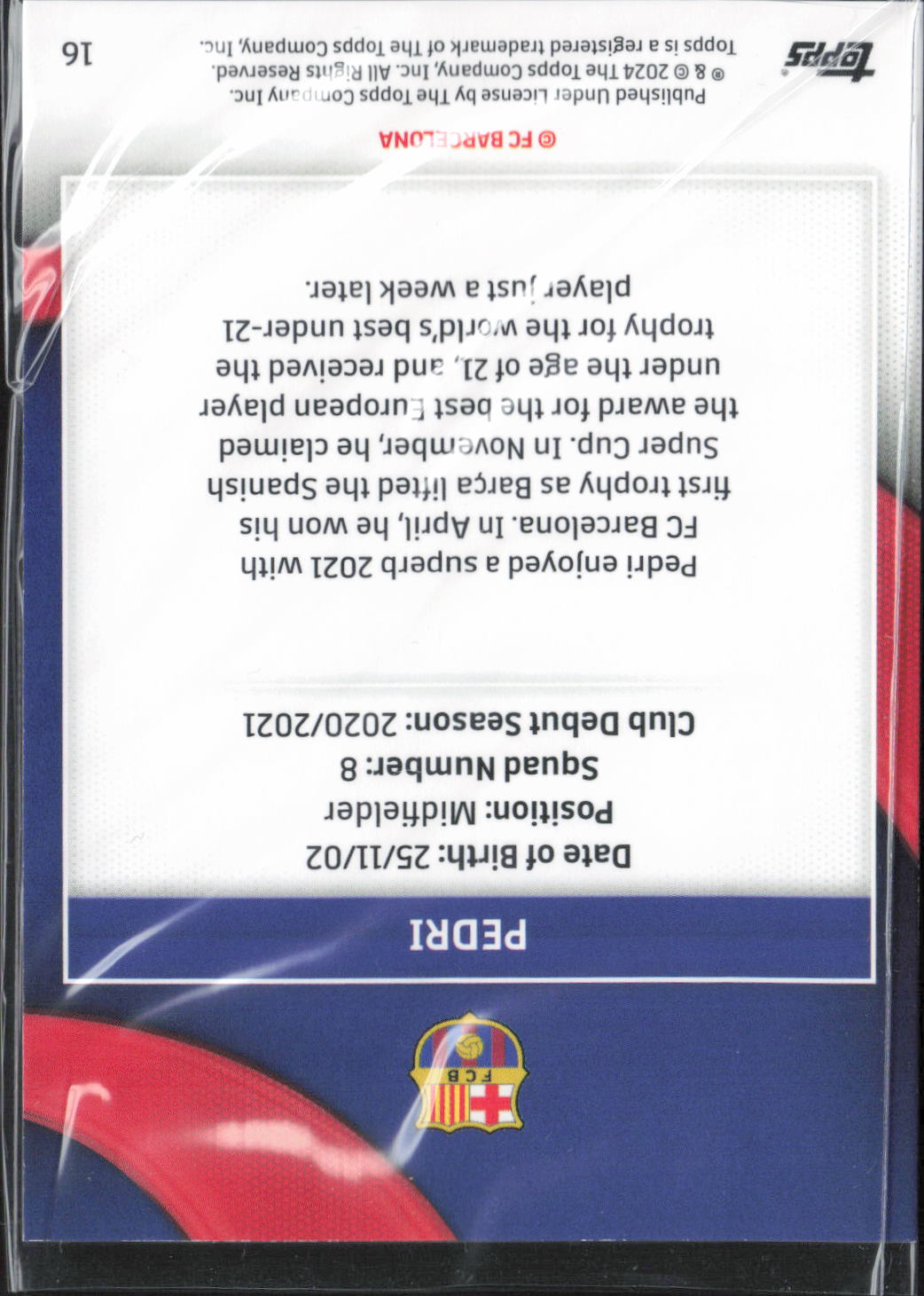 Pedri Base Topps FC Barcelona Team /250 NM