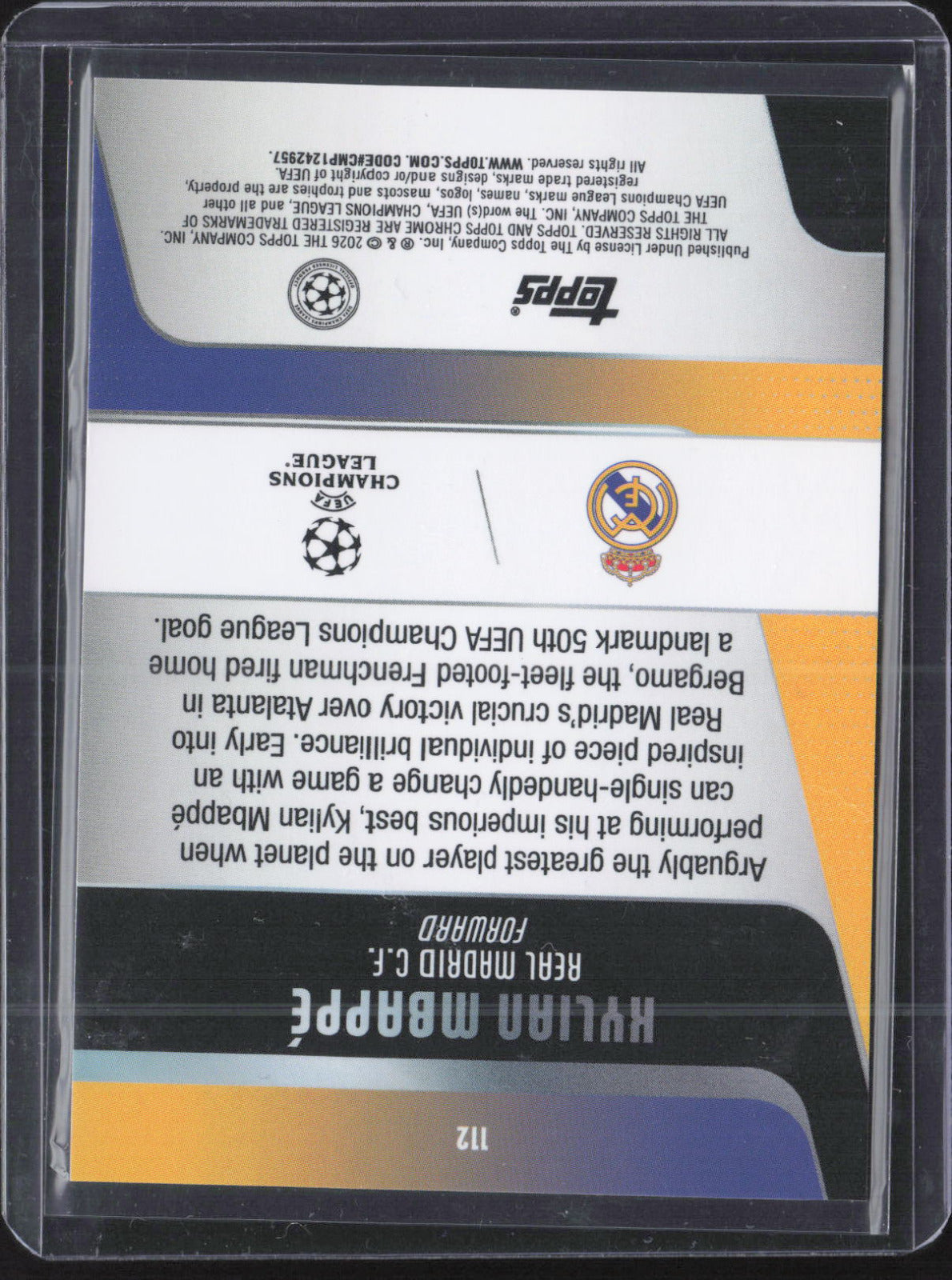 Kylian Mbappé Base Topps UEFA Club Competitions 112 NM