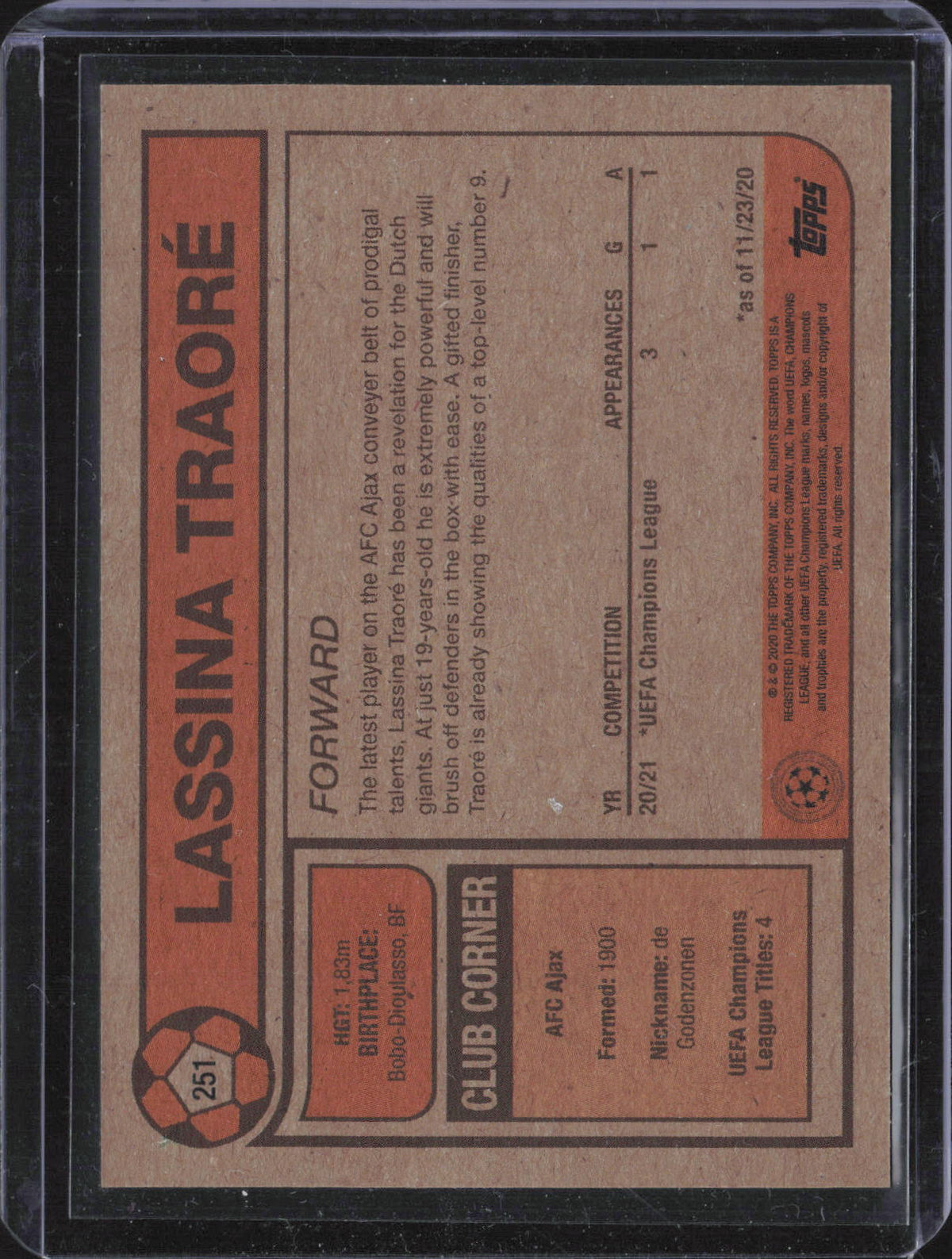 Lassina Traore Base Topps Living UEFA Champions League 251 NM