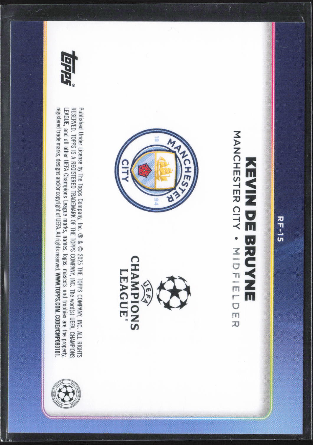 Kevin De Bruyne Trophy Chasers Topps UEFA Club Competitions - Trophy Chasers