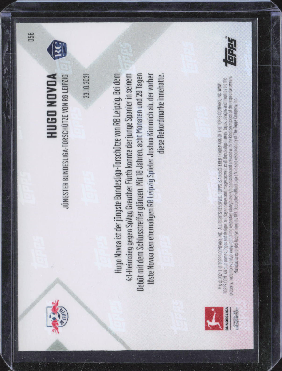 Hugo Novoa Red Topps Now Bundesliga German - NM