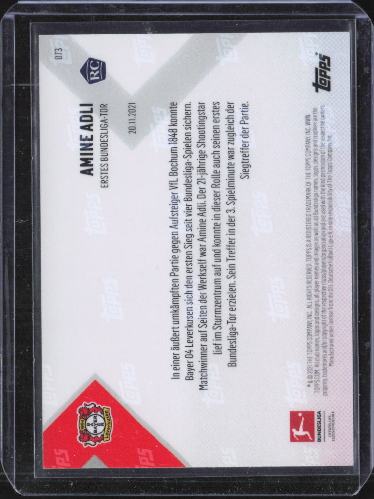 Amine Adli Base Topps Chrome Bundesliga 70 NM