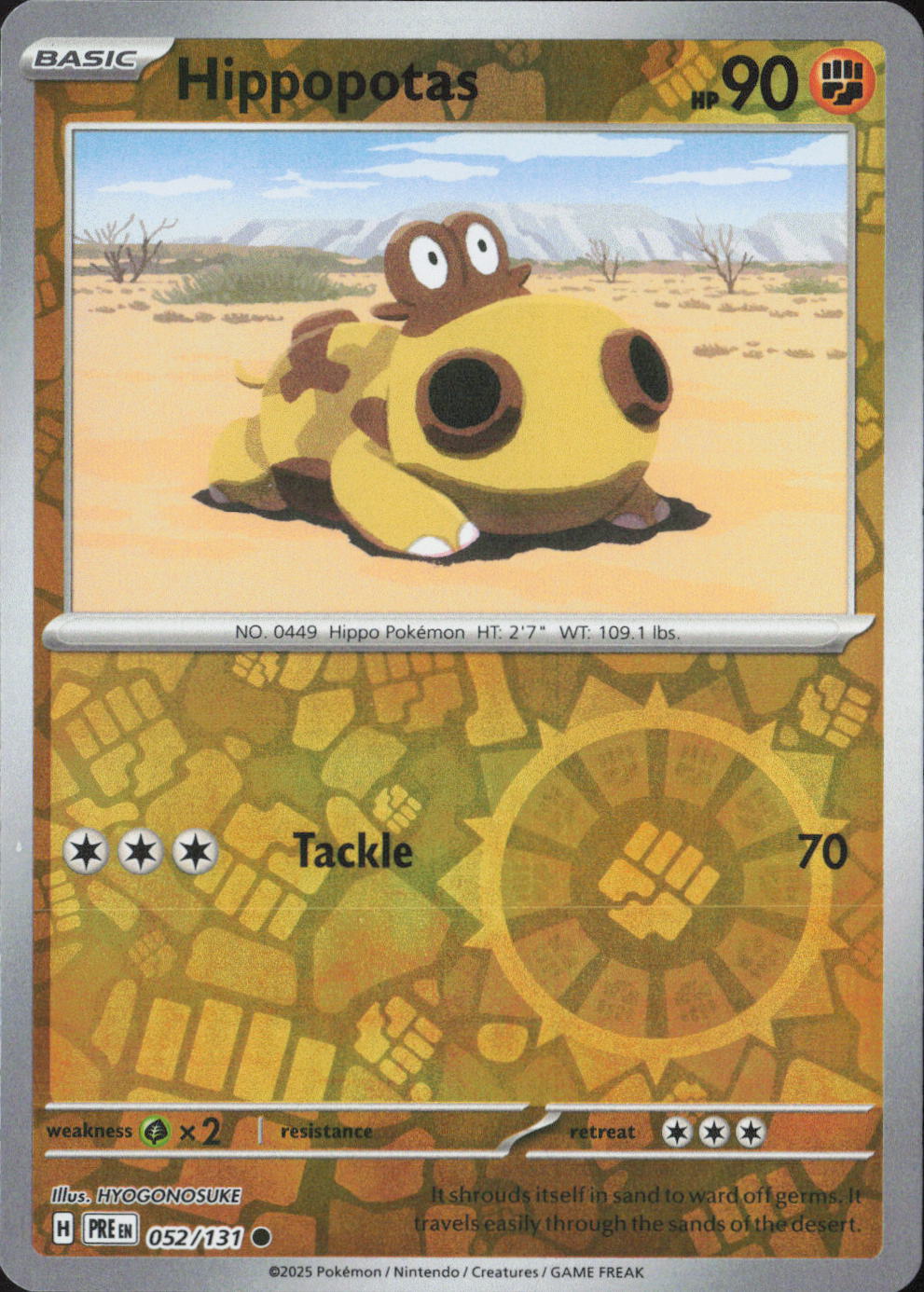 Hippopotas Reverse Holo Common SV: Prismatic Evolutions 052/131 NM
