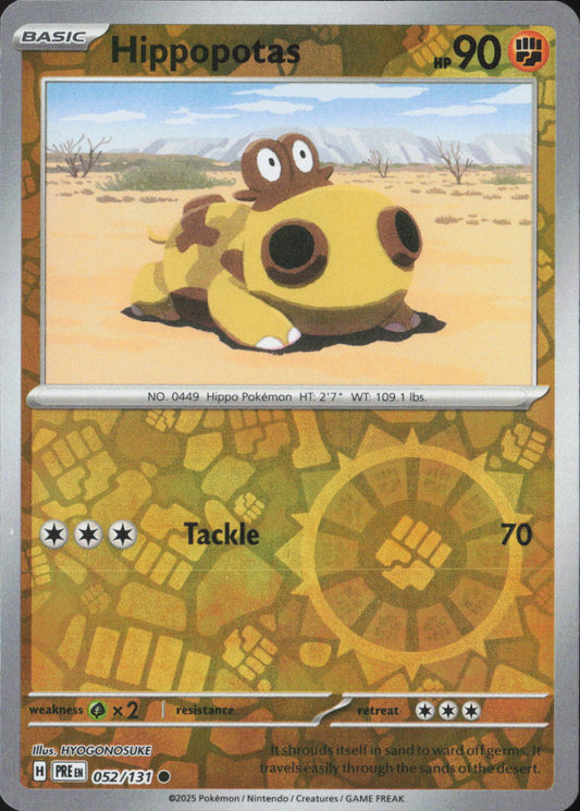 Hippopotas Reverse Holo Common SV: Prismatic Evolutions 052/131 NM