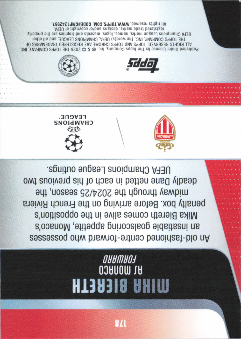 Mika Biereth Base Topps UEFA Club Competitions 178 NM