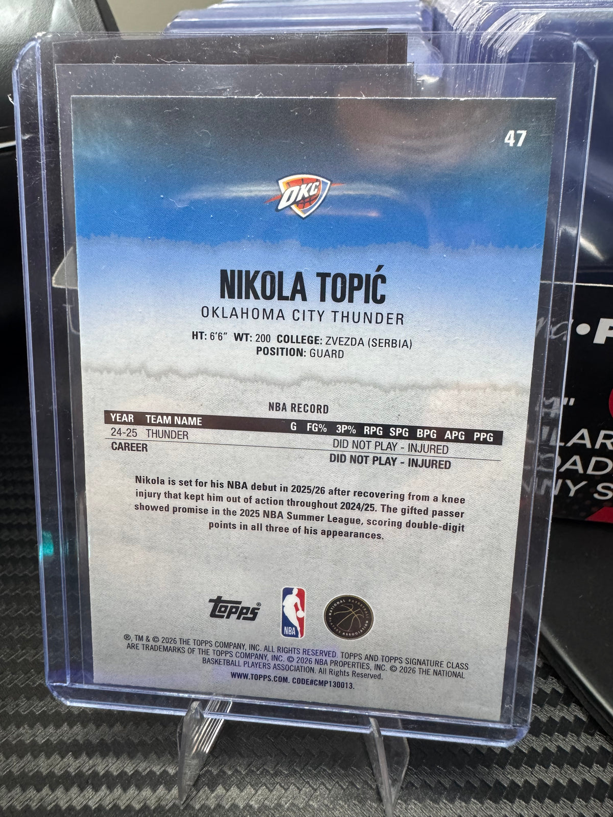 Nikola Topić 2025-26 Topps Signature Class Round 1 Pick 12 /100