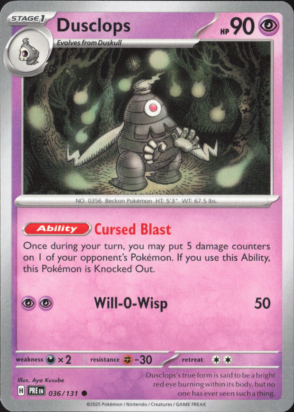 Dusclops Common SV: Prismatic Evolutions 036/131 NM