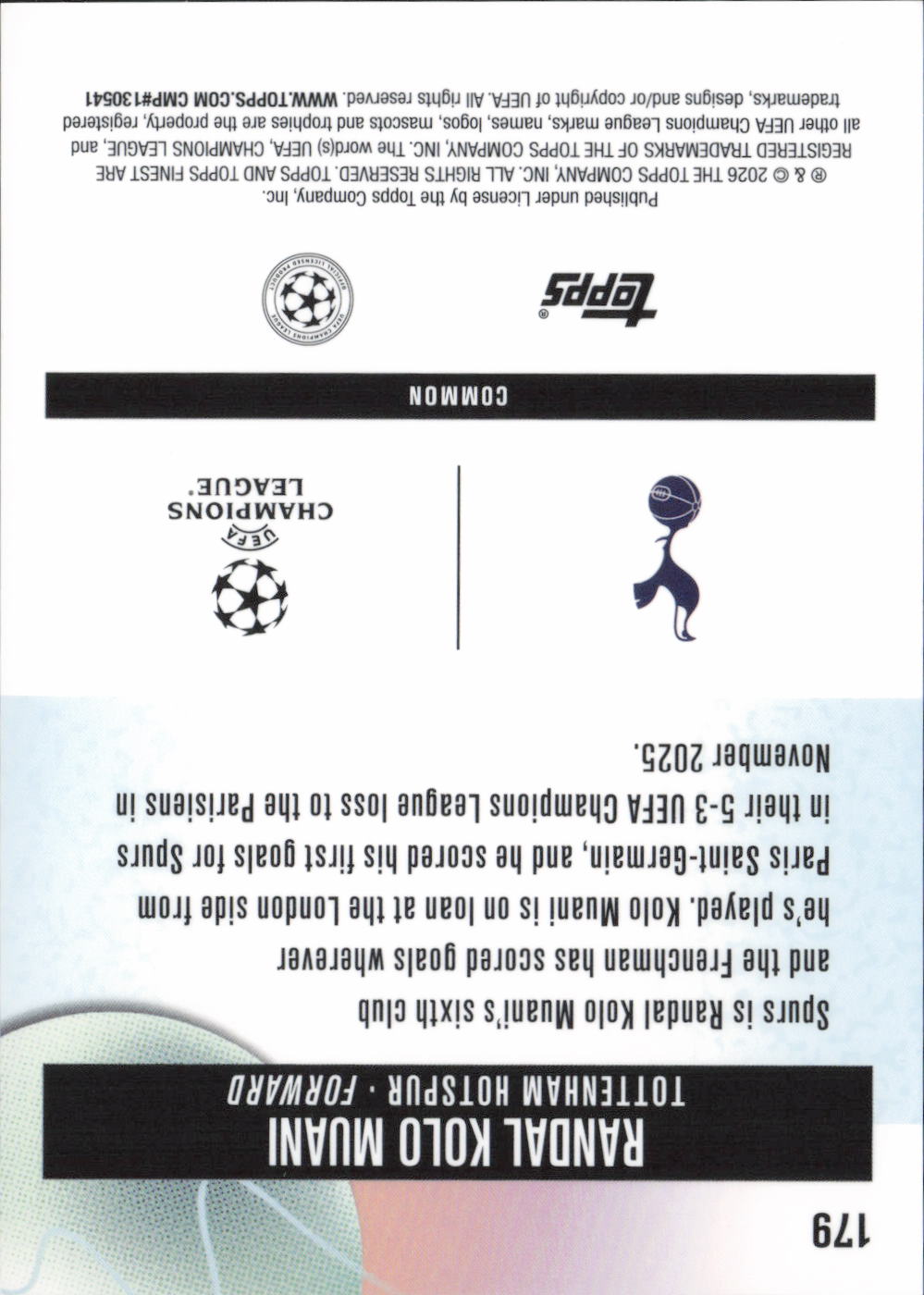 Randal Kolo Muani Base Finest UEFA Club Competitions 179 NM