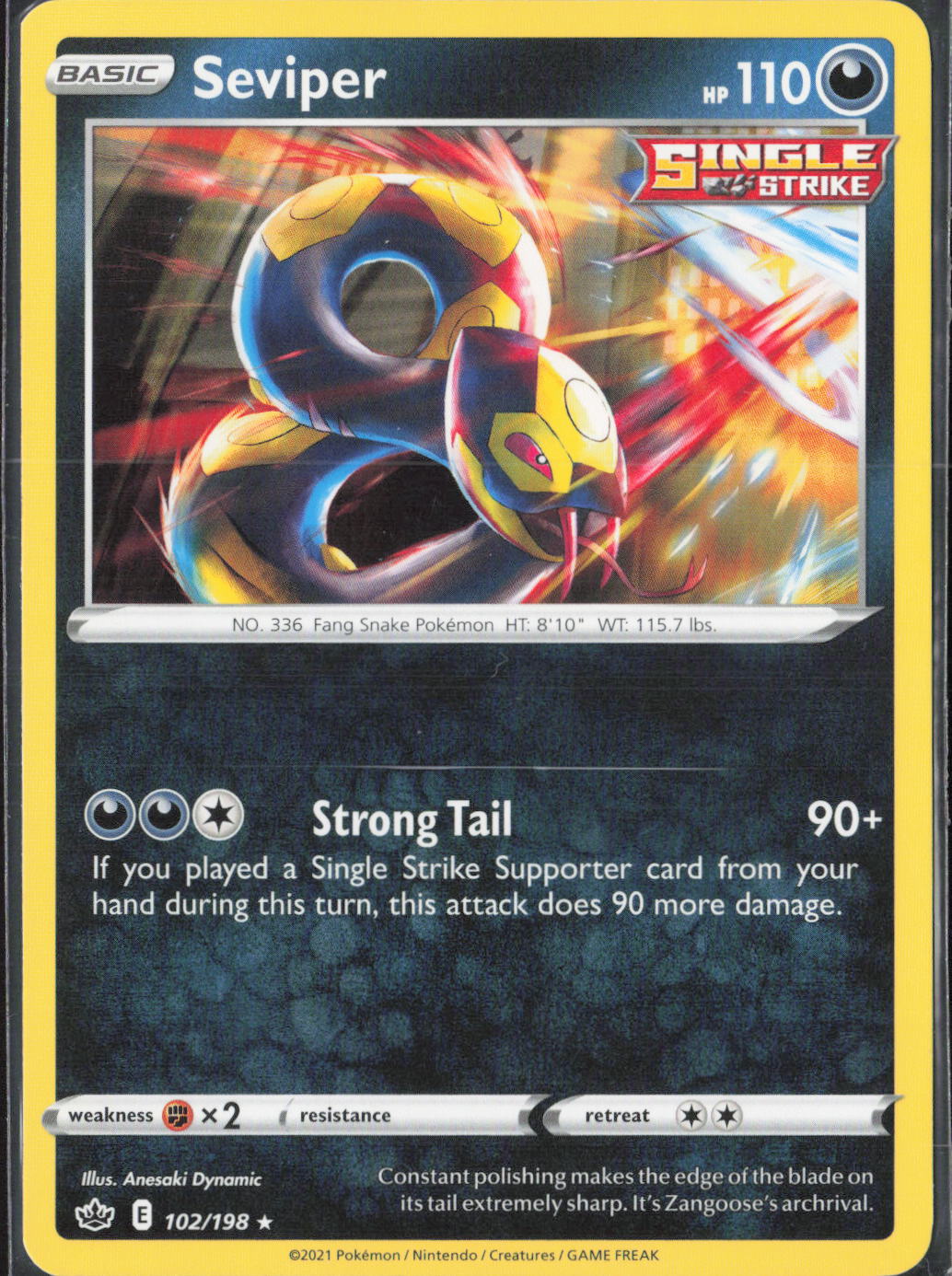Seviper Rare SWSH06: Chilling Reign 102/198 NM