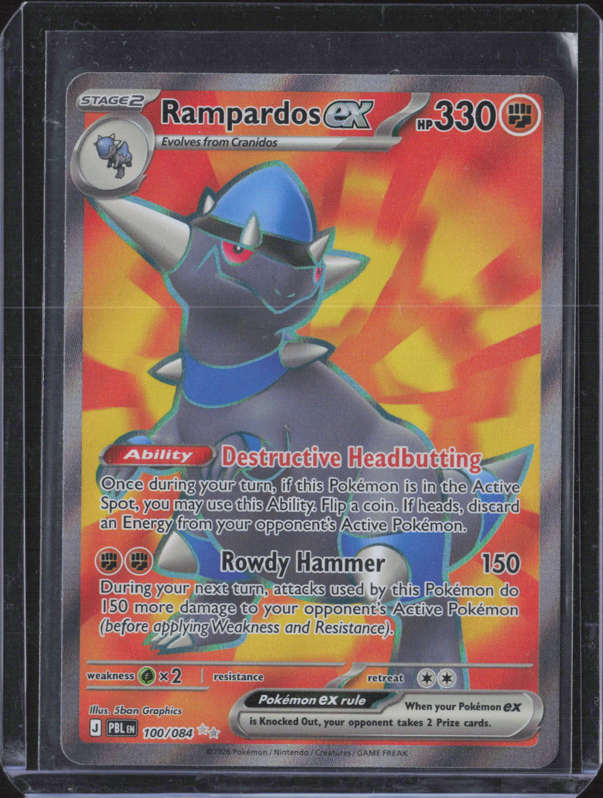 Rampardos ex Holo Ultra Rare ME05: Pitch Black 100/084 NM