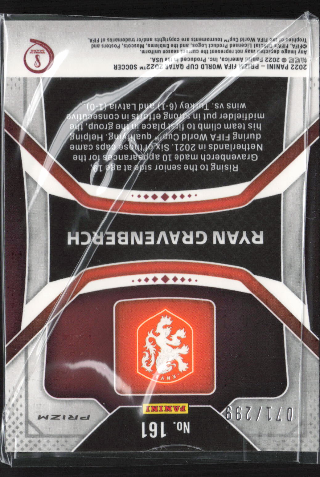 Ryan Gravenberch Base Panini Prizm FIFA World Cup /299 NM