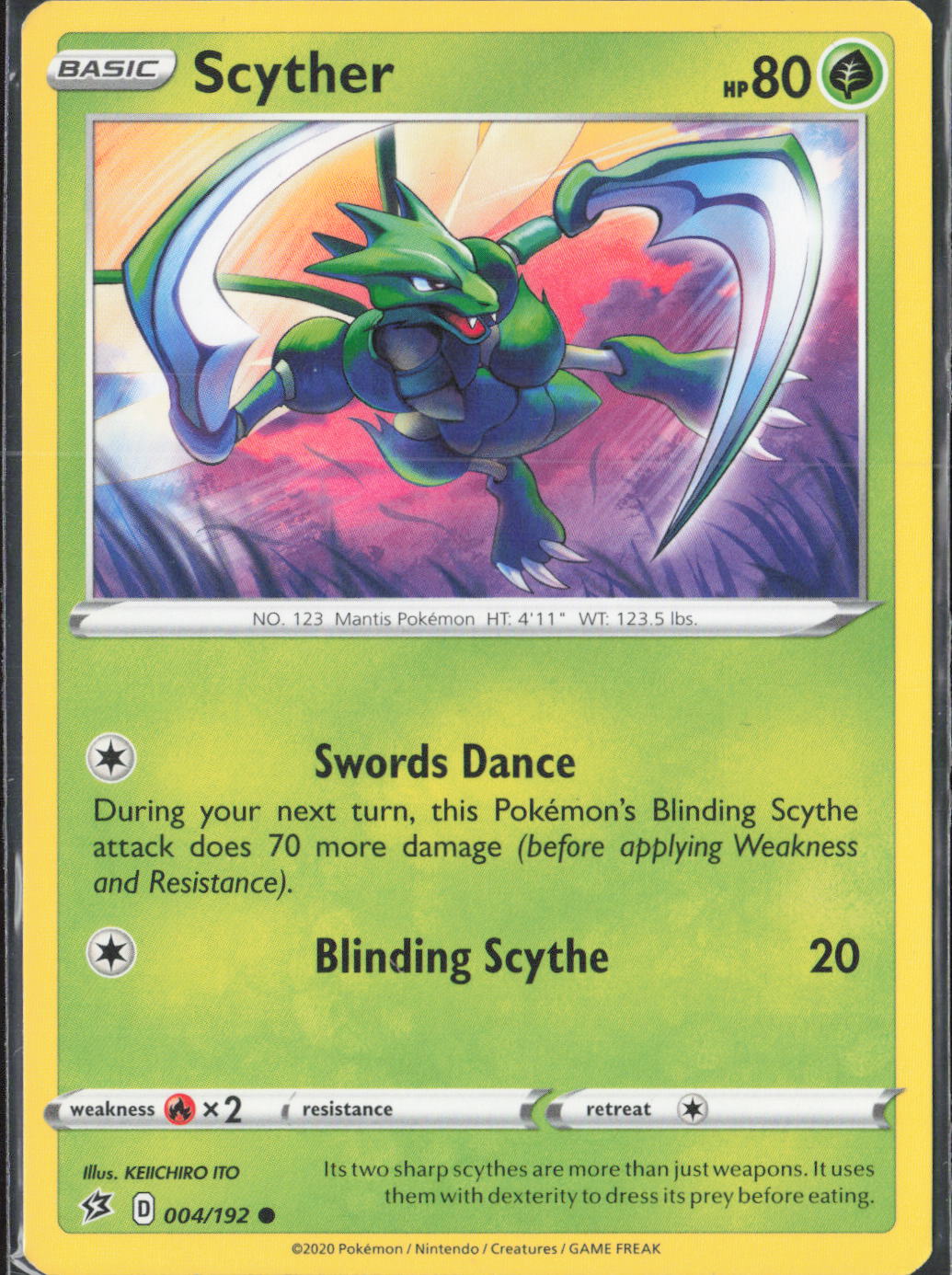 Scyther Common SWSH02: Rebel Clash 004/192 NM