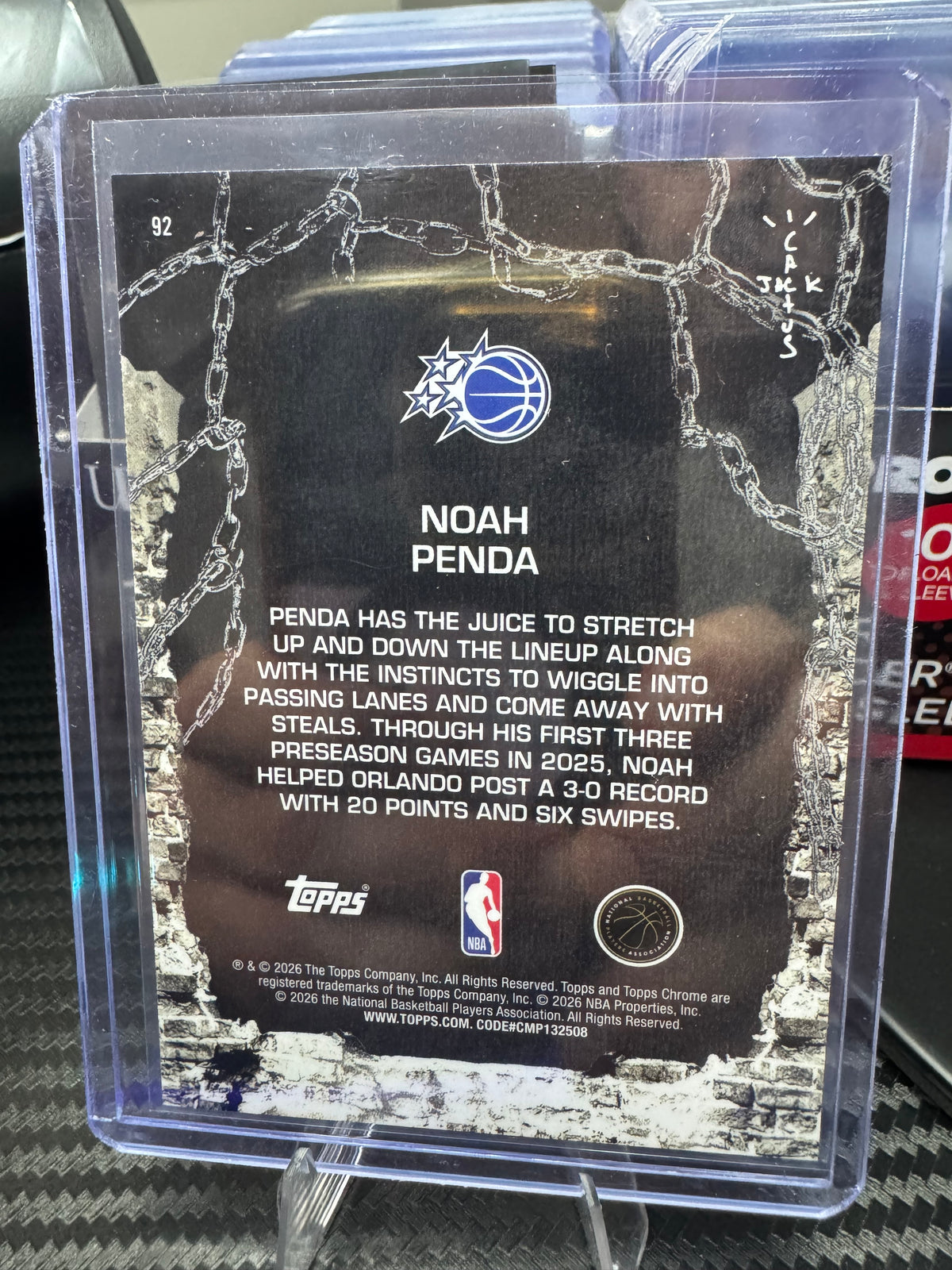 Noah Penda RC 2025-26 Topps Chrome Cactus Jack Sonar /125
