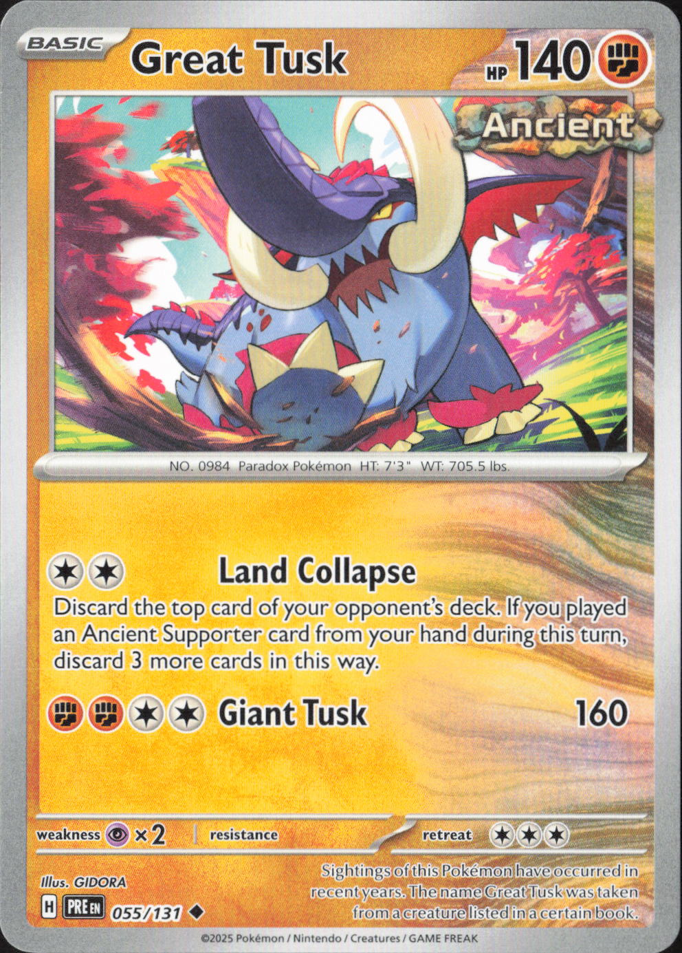 Great Tusk Uncommon SV: Prismatic Evolutions 055/131 NM