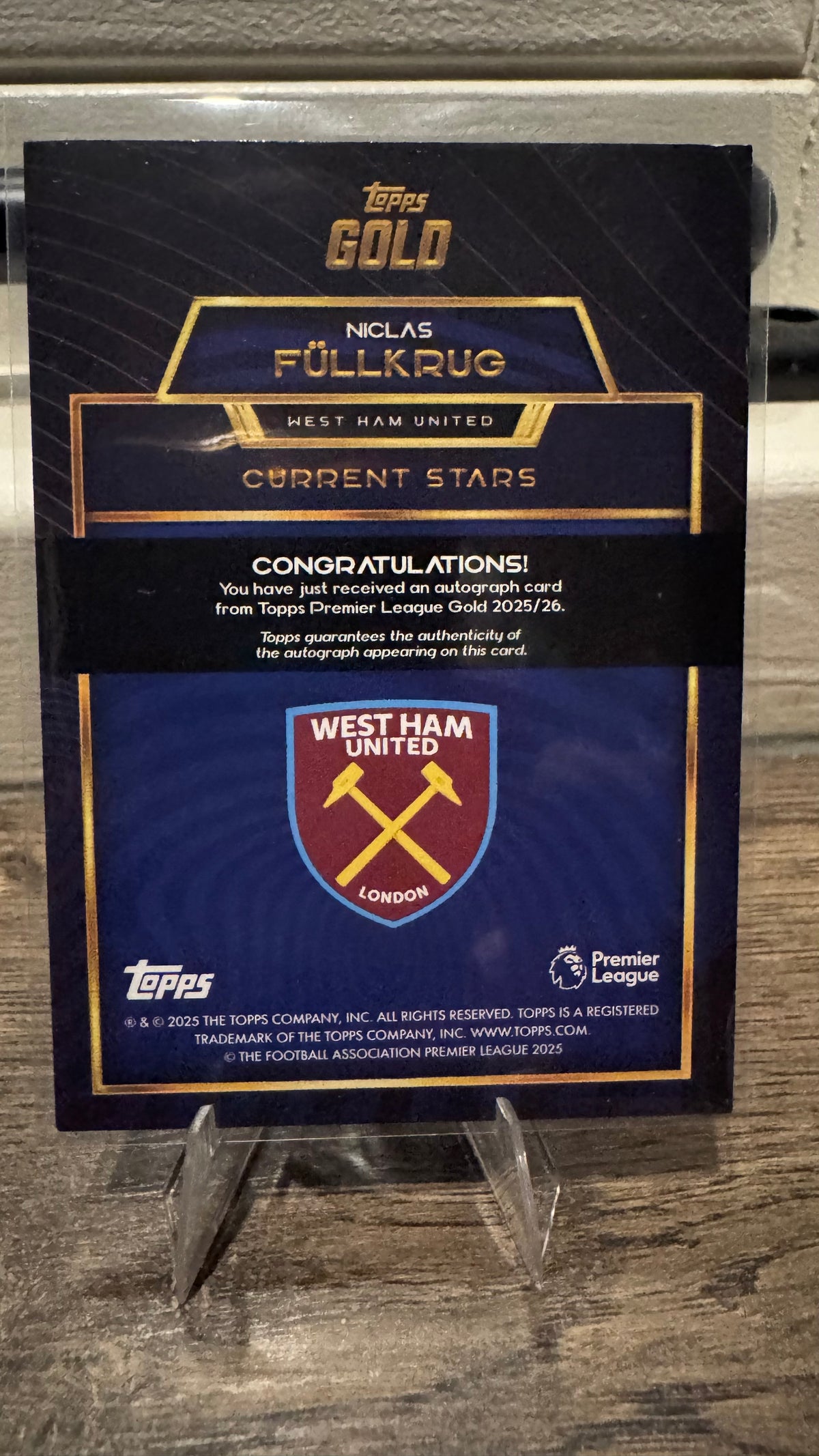 Niclas Füllkrug Auto – 2025/26 Topps Gold Premier League