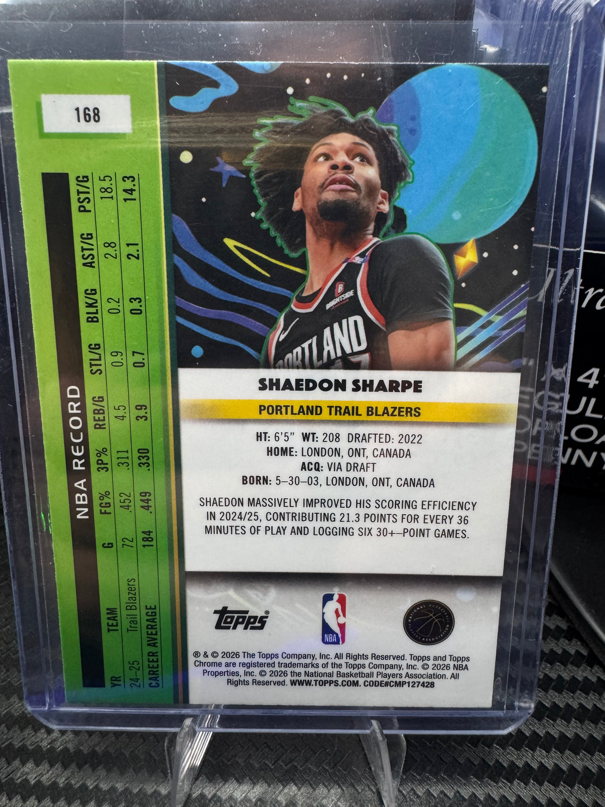 Shaedon Sharpe 2025-26 Topps Chrome Cactus Jack /99 #168