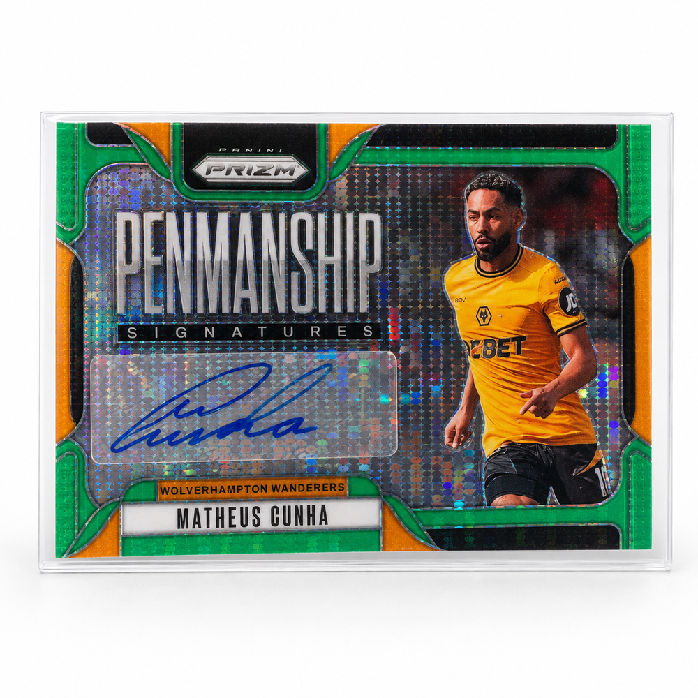 2024-25 Panini Prizm Premier League – Matheus Cunha Penmanship Signatures Green Pulsar Auto #P-MC