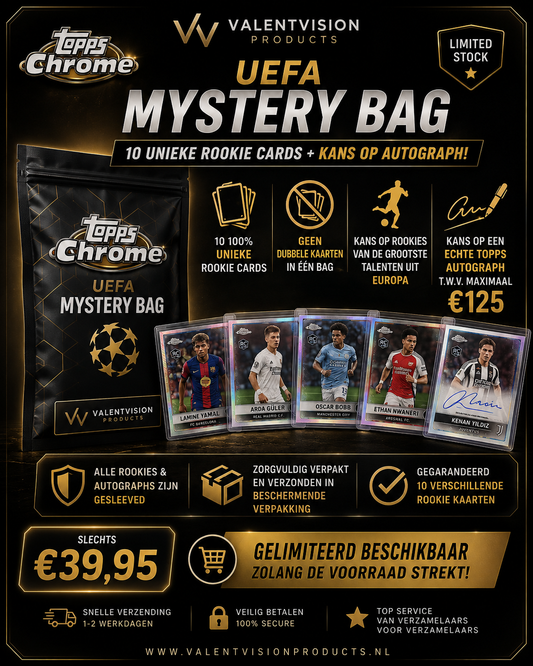 Topps Chrome UEFA Mystery Bag – 10 Rookie Cards + Kans op Autograph