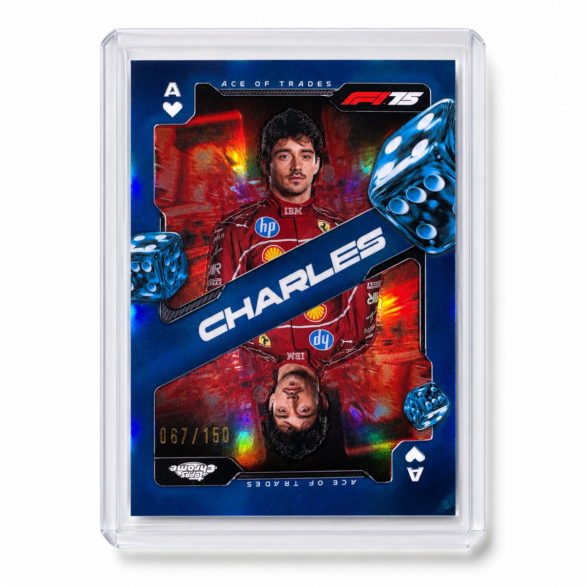 2025 Topps Chrome Formula 1 – Charles Leclerc Ace of Trades Blue Refractor /150 – 067/150