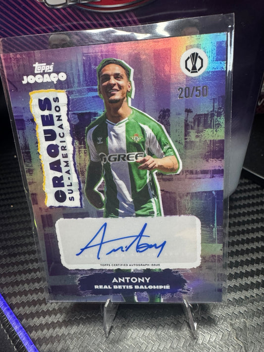 Antony Autograph /50 Purple – 2025-26 Topps Jogaço UEFA Craques Sul-Americanos