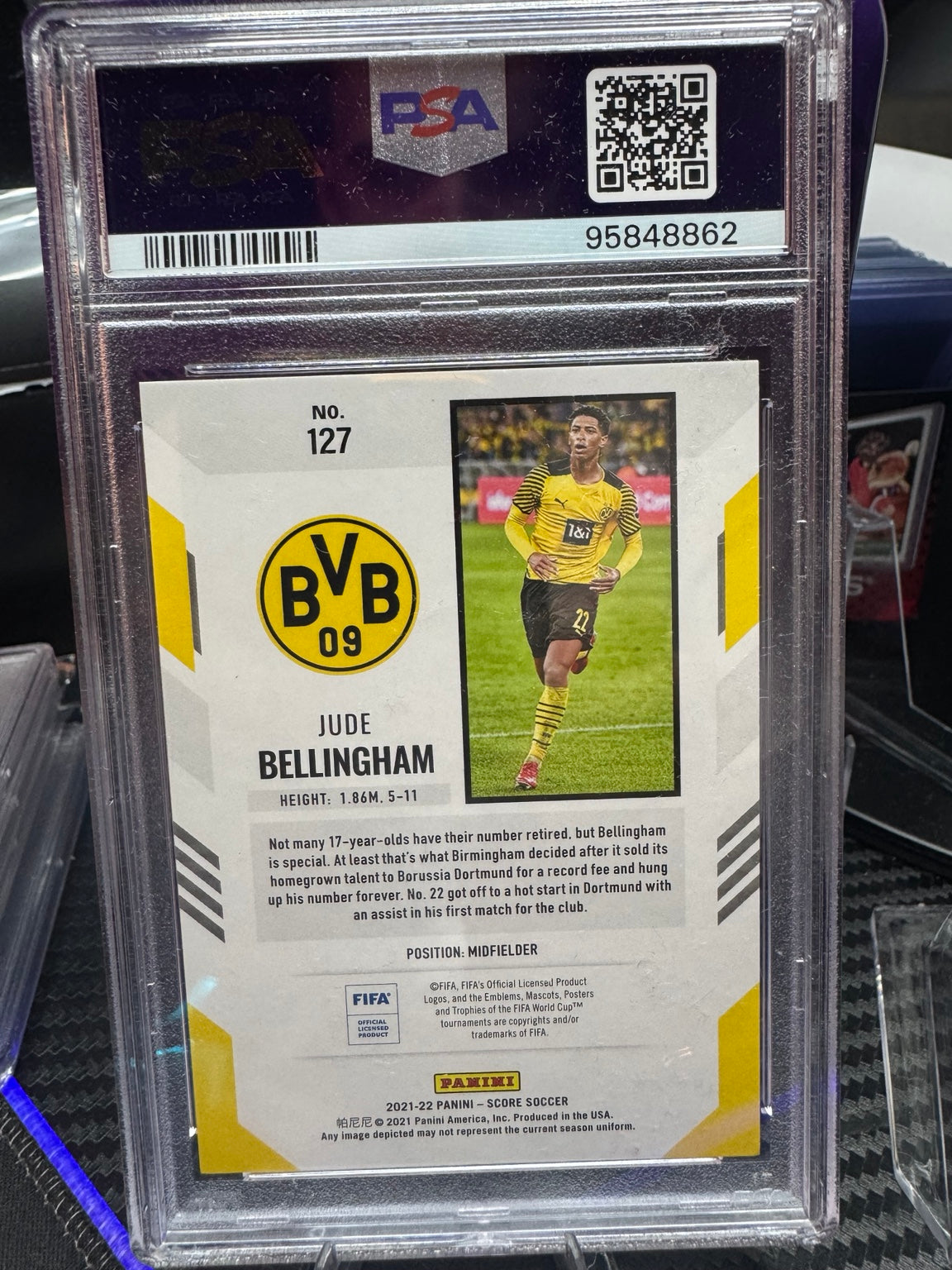 Jude Bellingham 2021-22 Score Blue Lasers /49 PSA 7