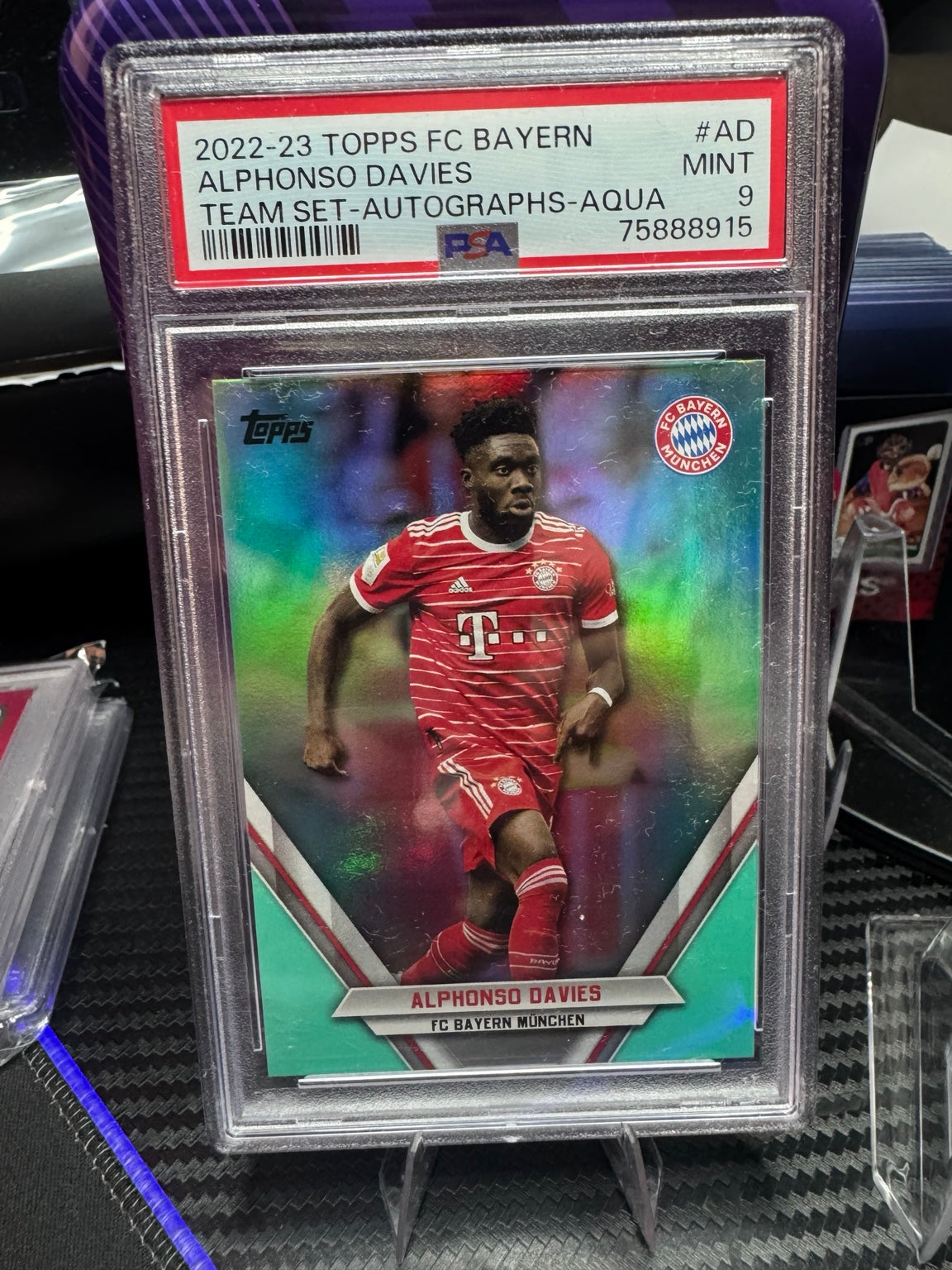 Alphonso Davies Auto Aqua /10 PSA 9 - Topps Bayern