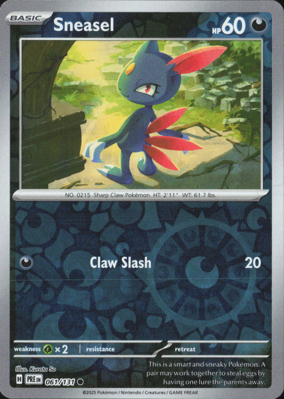 Sneasel Reverse Holo Common SV: Prismatic Evolutions 061/131 NM