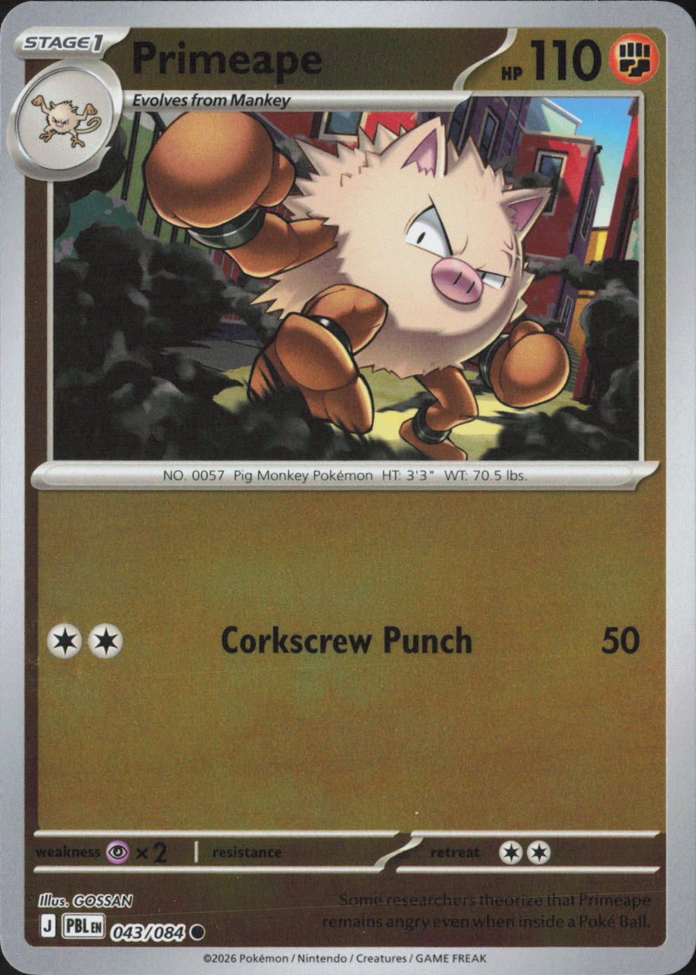Primeape Common ME05: Pitch Black 043/084 NM