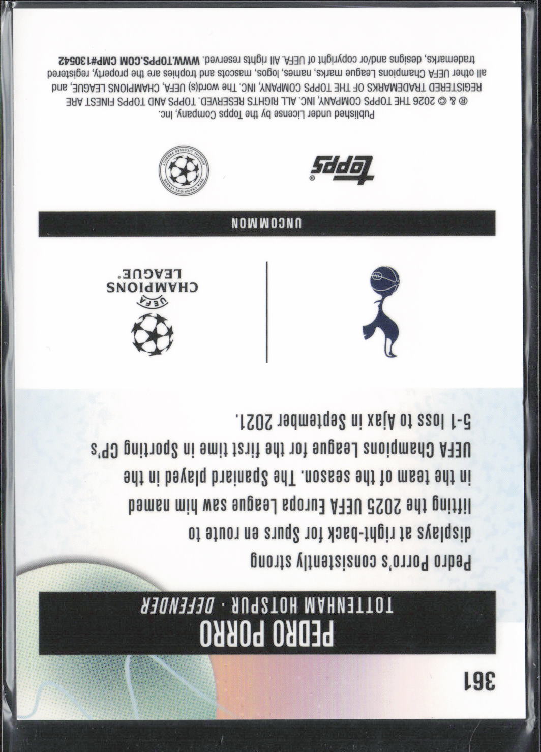 Pedro Porro Silver Panini Prizm Premier League - Silver 132 NM