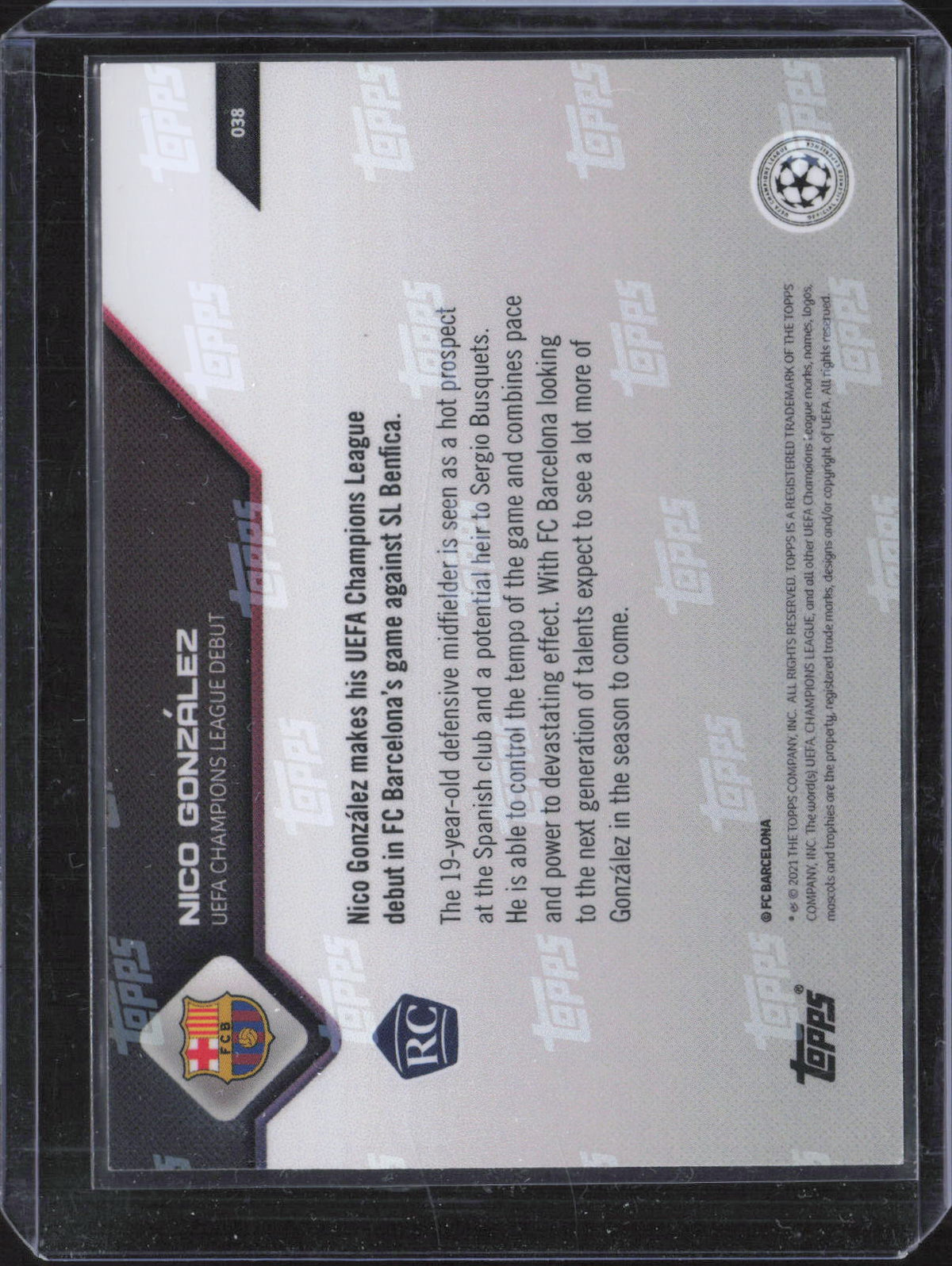 Nico González Refractor Topps Chrome UEFA Champions League - Refractor 107 NM