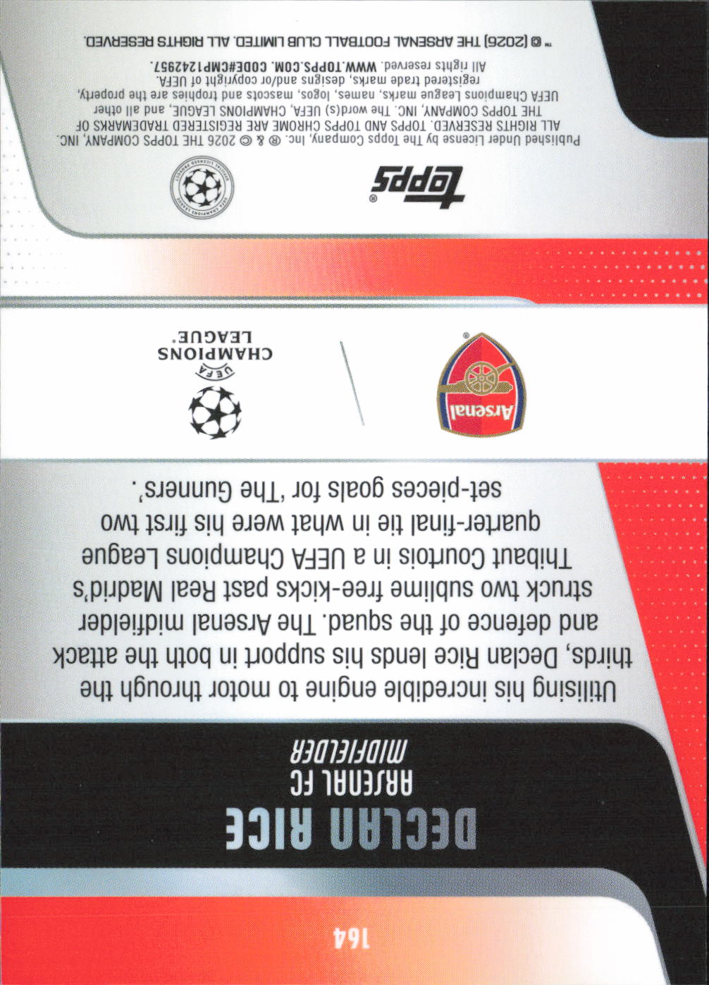 Declan Rice Base Chrome Heritage UEFA Club Competitions 009 NM