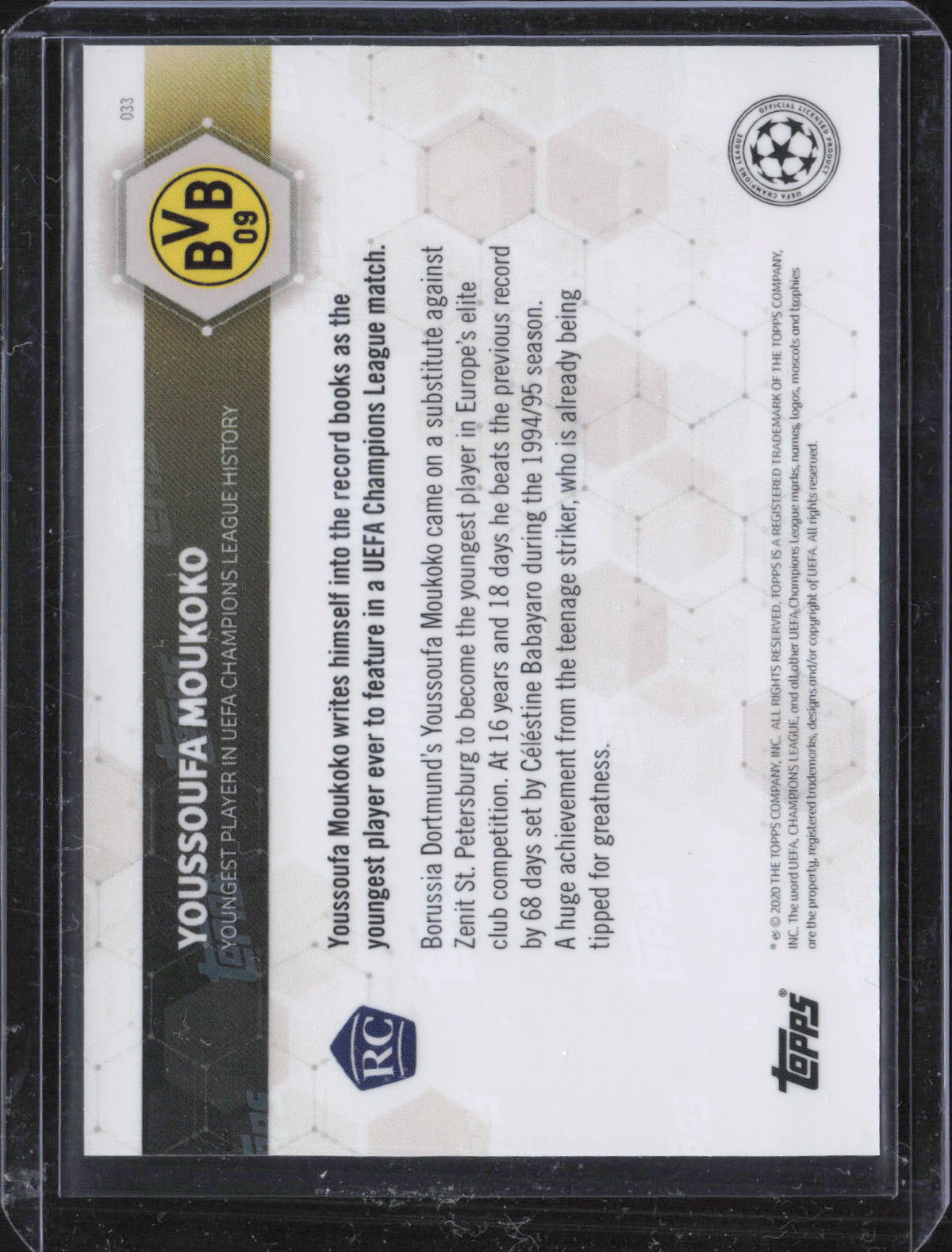 Youssoufa Moukoko Base Topps Now UEFA Champions League 033 NM
