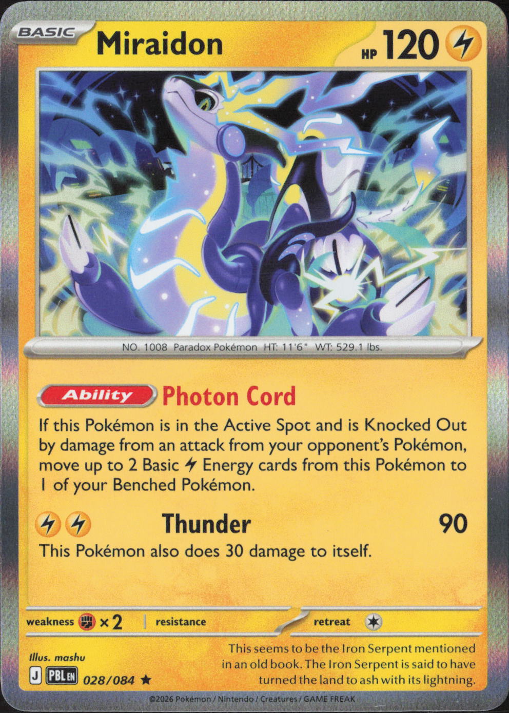 Miraidon Holo Rare ME05: Pitch Black 028/084 NM