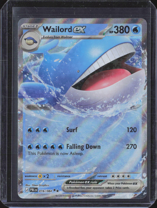 Wailord ex Holo Double Rare ME05: Pitch Black 016/084 NM