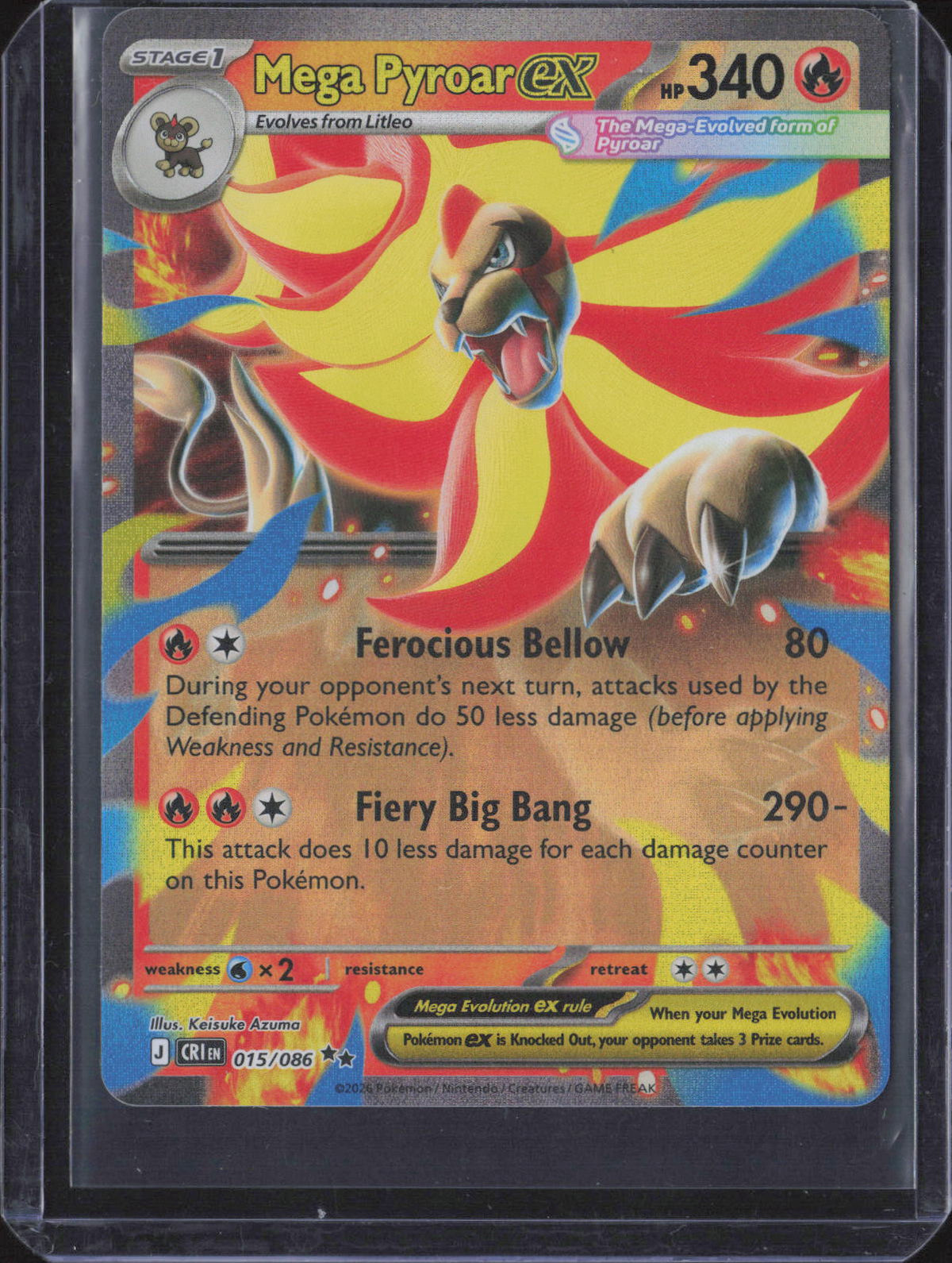 Mega Pyroar ex Holo Double Rare ME04: Chaos Rising 015/086 NM